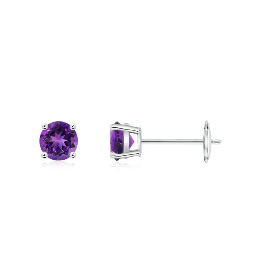 Earrings Angara Amethyst | Round Amethyst Stud Earrings