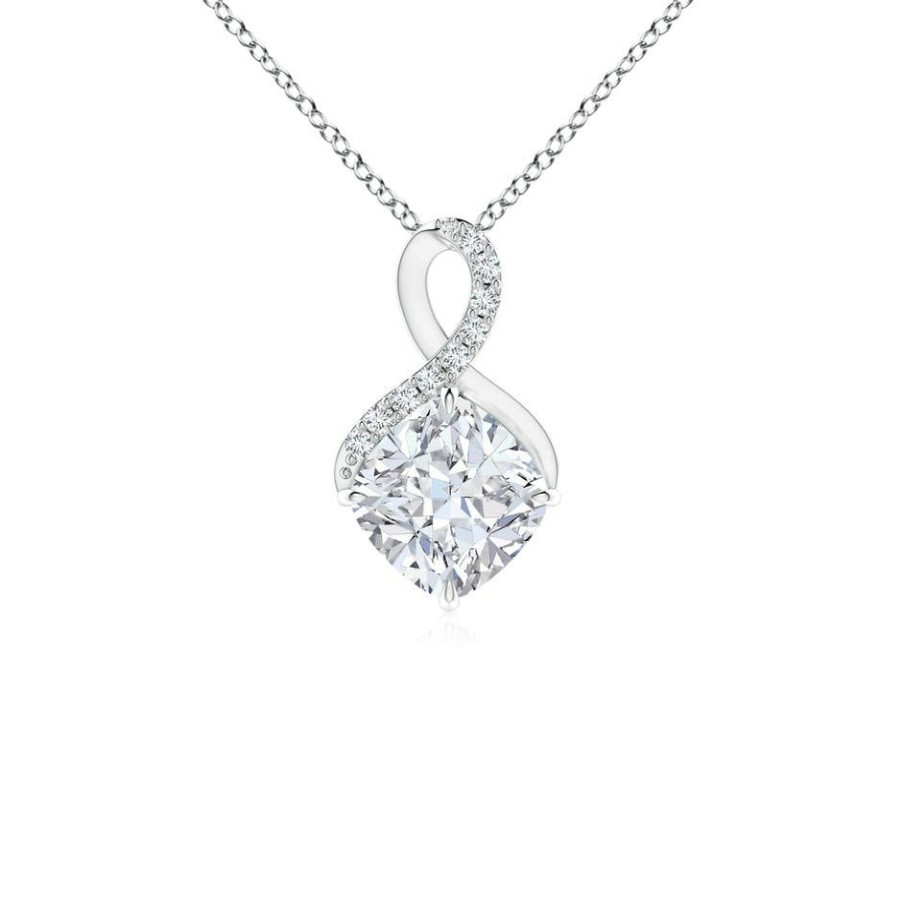 Necklaces Angara Diamond | Lab-Grown Claw-Set Diamond Infinity Pendant With Lab Diamond Accents