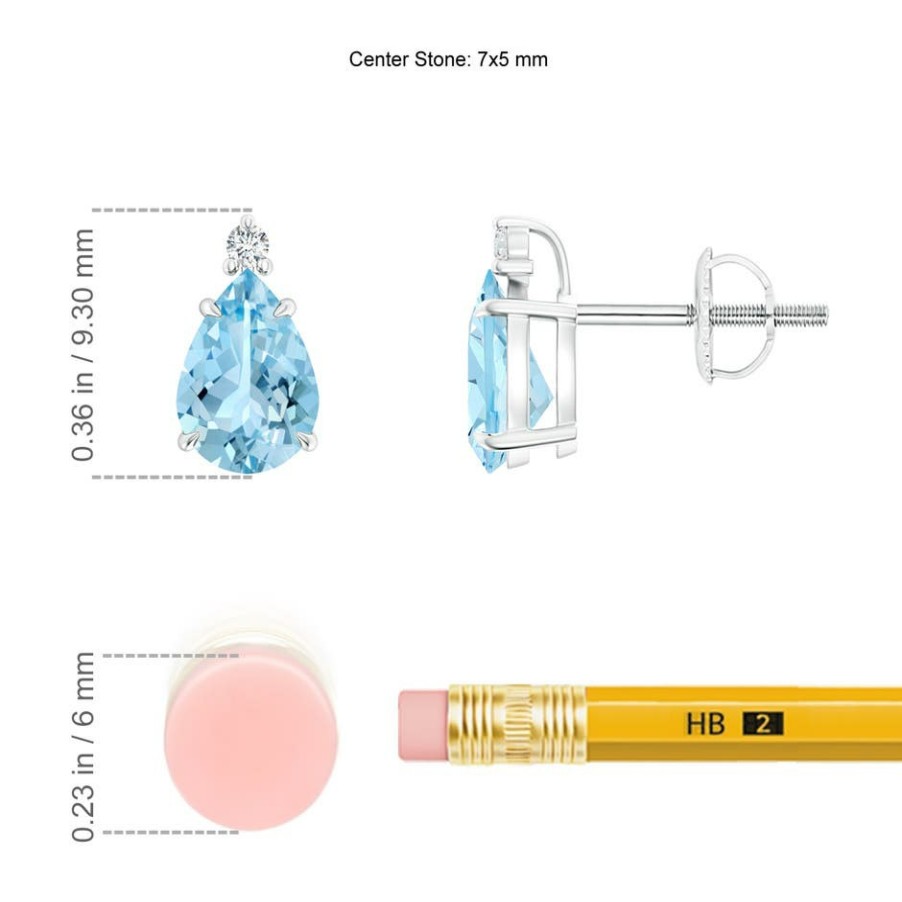 Earrings Angara Aquamarine | Classic Claw-Set Pear Aquamarine Solitaire Stud Earrings