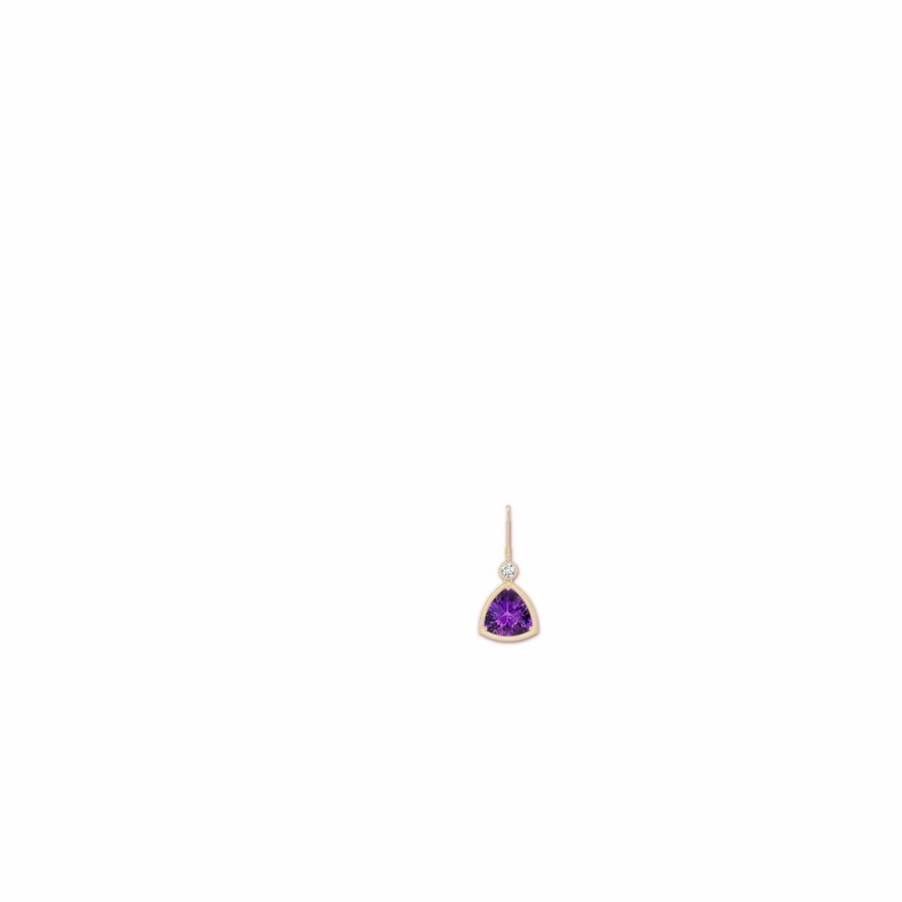 Earrings Angara Amethyst | Trillion Checker-Cut Amethyst Milgrain Drop Earrings