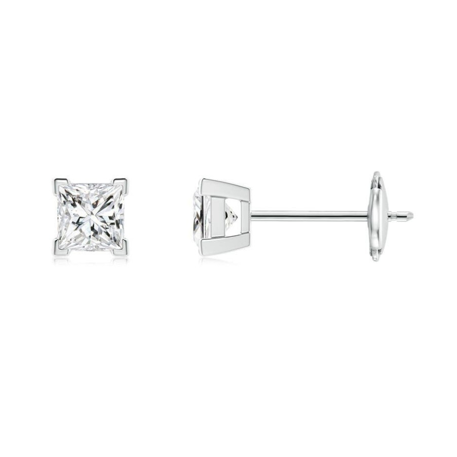 Earrings Angara Diamond | Princess-Cut Diamond Solitaire Stud Earrings