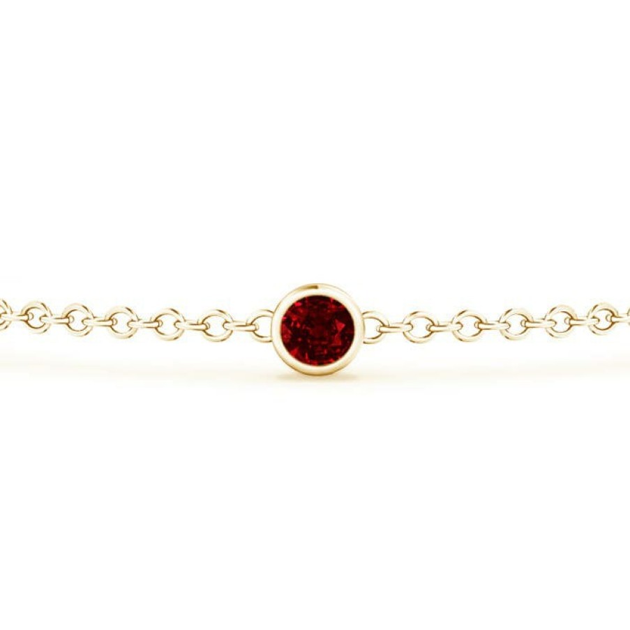 Bracelets Angara Ruby | Bezel-Set Ruby And Diamond Station Bracelet With Chain