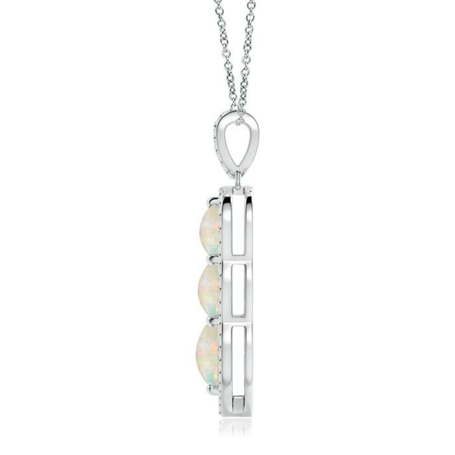 Necklaces Angara Opal | Graduated Floating Three Stone Opal Pendant