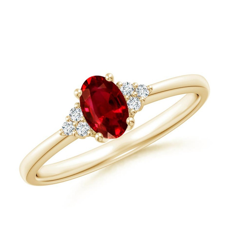 Rings Angara Ruby | Solitaire Oval Ruby And Diamond Promise Ring