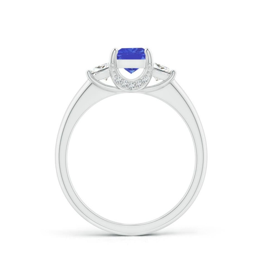 Rings Angara Tanzanite | Classic Square Tanzanite And Diamond Engagement Ring