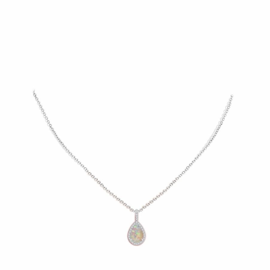 Necklaces Angara Opal | Opal Teardrop Pendant With Diamond Halo