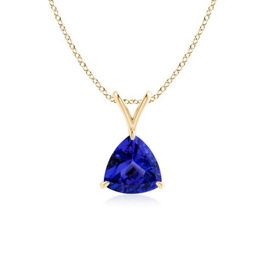 Necklaces Angara Tanzanite | Claw-Set Trillion Tanzanite V-Bale Pendant