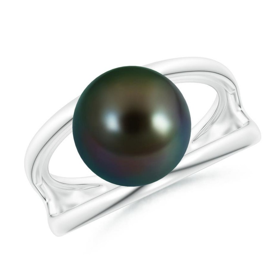 Rings Angara Tahitian Pearl | Solitaire Tahitian Pearl Double Shank Ring