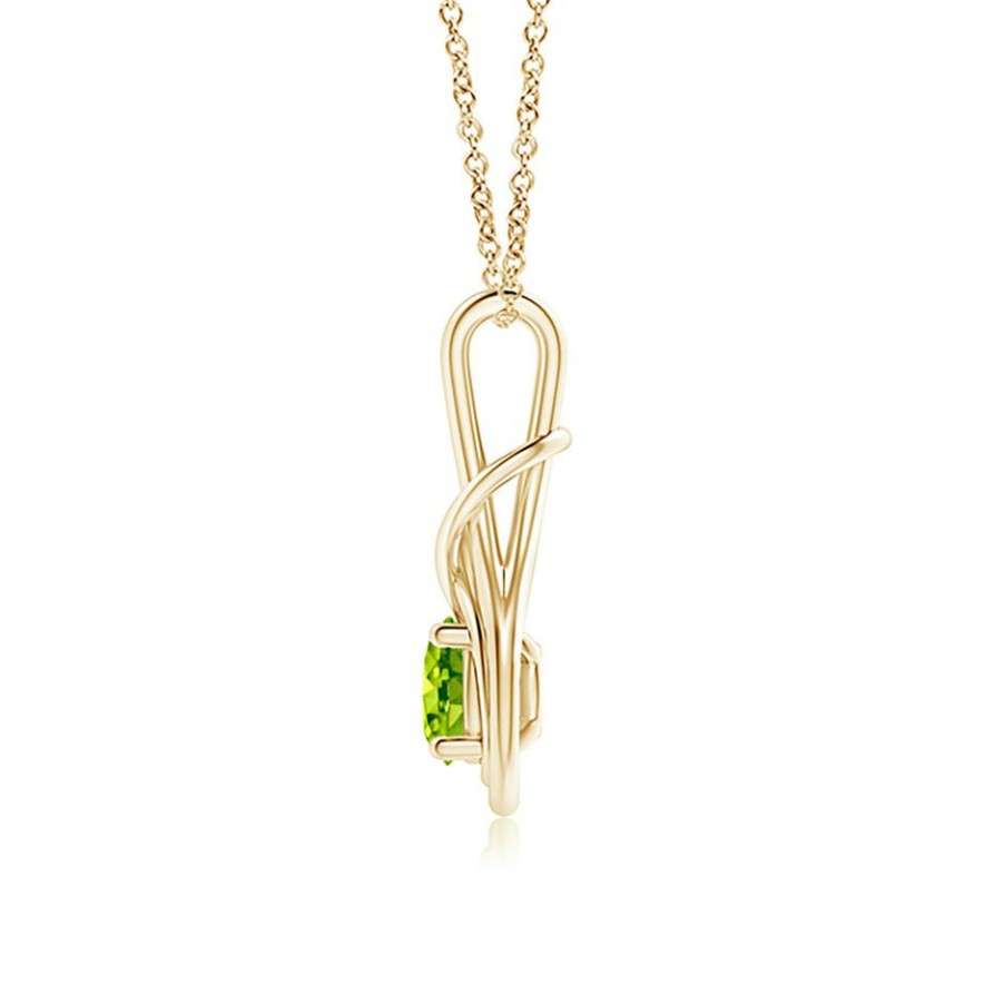 Necklaces Angara Peridot | Round Peridot Solitaire Infinity Knot Pendant