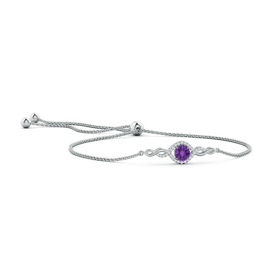 Bracelets Angara Amethyst | Round Amethyst Infinity Bolo Bracelet