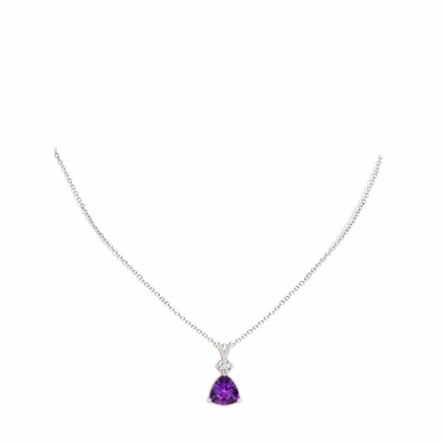 Necklaces Angara Amethyst | Trillion Checker-Cut Amethyst Solitaire Pendant