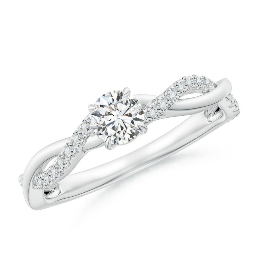 Rings Angara Diamond | Classic Solitaire Diamond Twist Shank Engagement Ring