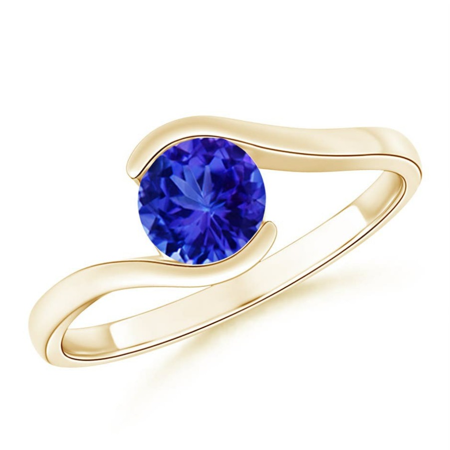 Rings Angara Tanzanite | Semi Bezel-Set Solitaire Round Tanzanite Bypass Ring