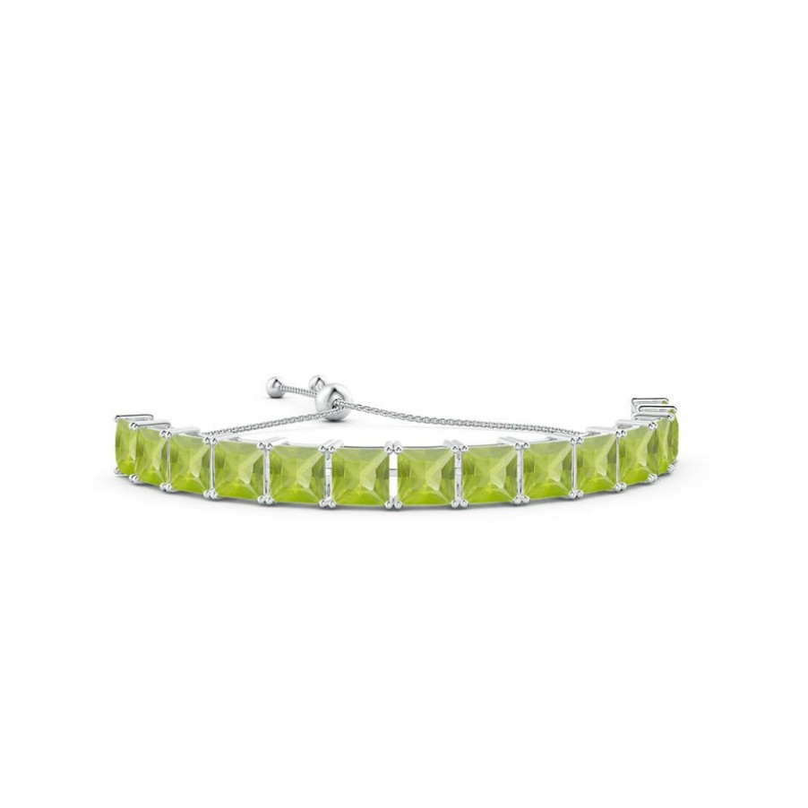 Bracelets Angara Peridot | Square Peridot Half Cuff Bolo Bracelet