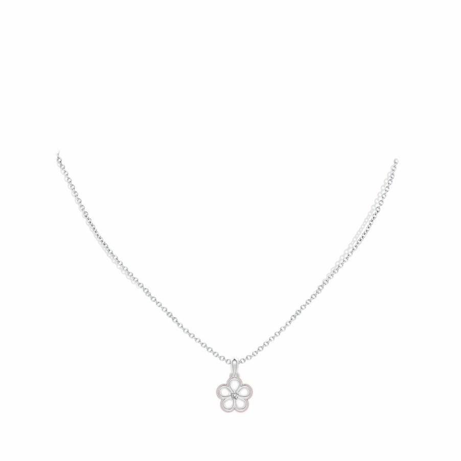 Necklaces Angara Diamond | Round Diamond Flower Pendant