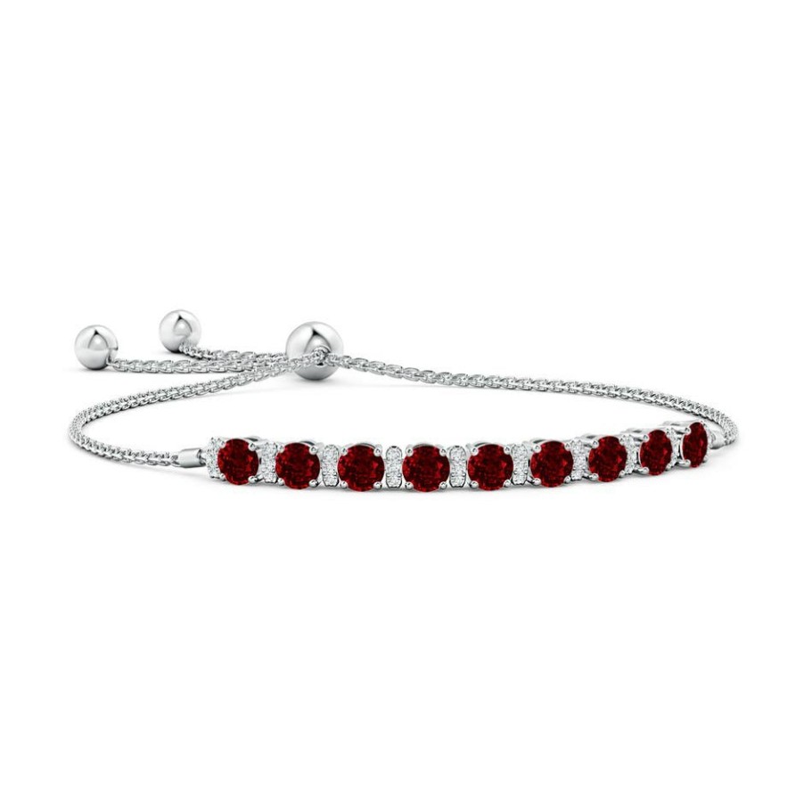 Bracelets Angara Ruby | Ruby Bolo Bracelet With Diamond Accents