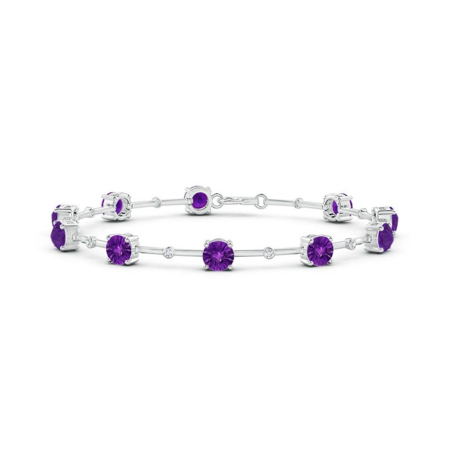 Bracelets Angara Amethyst | Prong-Set Amethyst And Bezel-Set Diamond Station Bracelet