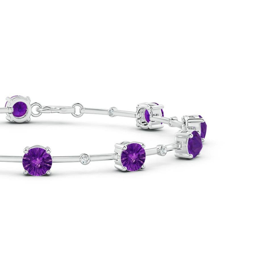 Bracelets Angara Amethyst | Prong-Set Amethyst And Bezel-Set Diamond Station Bracelet