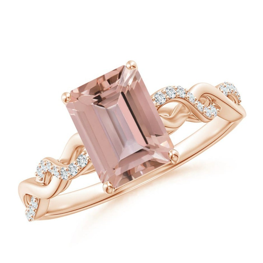 Rings Angara Morganite | Emerald-Cut Solitaire Morganite Infinity Twist Ring