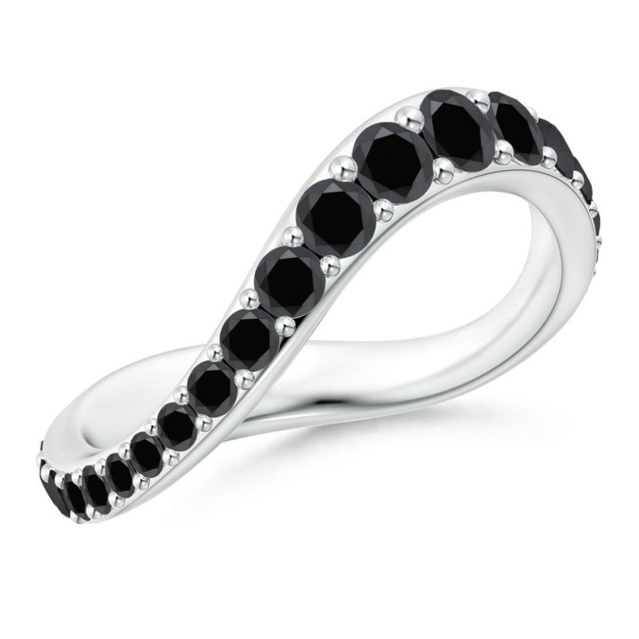 Rings Angara Enhanced Black | Natori X Angara Shangri-La - Brush Stroke Black Diamond Full Eternity Shangri-La Ring