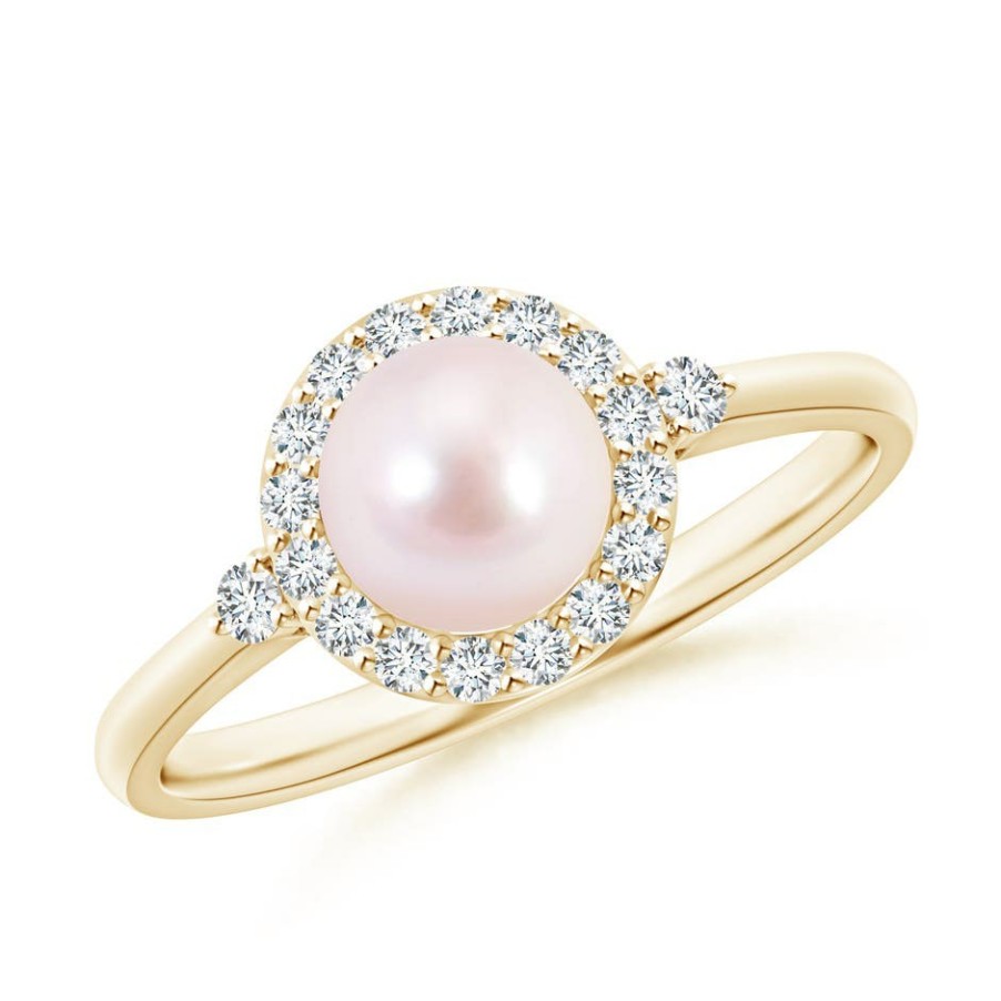 Rings Angara Akoya Pearl | Japanese Akoya Pearl Halo Engagement Ring