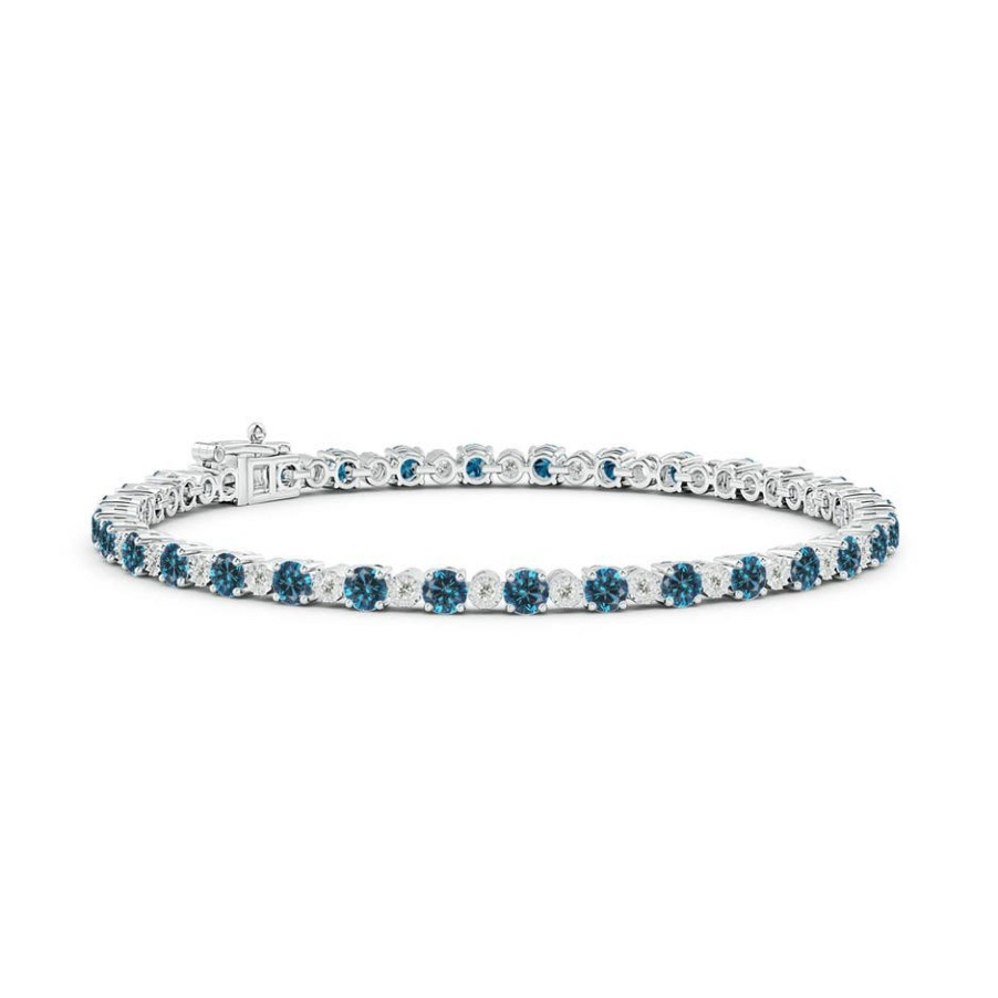 Bracelets Angara Enhanced Blue | Alternating Blue & White Diamond Tennis Bracelet