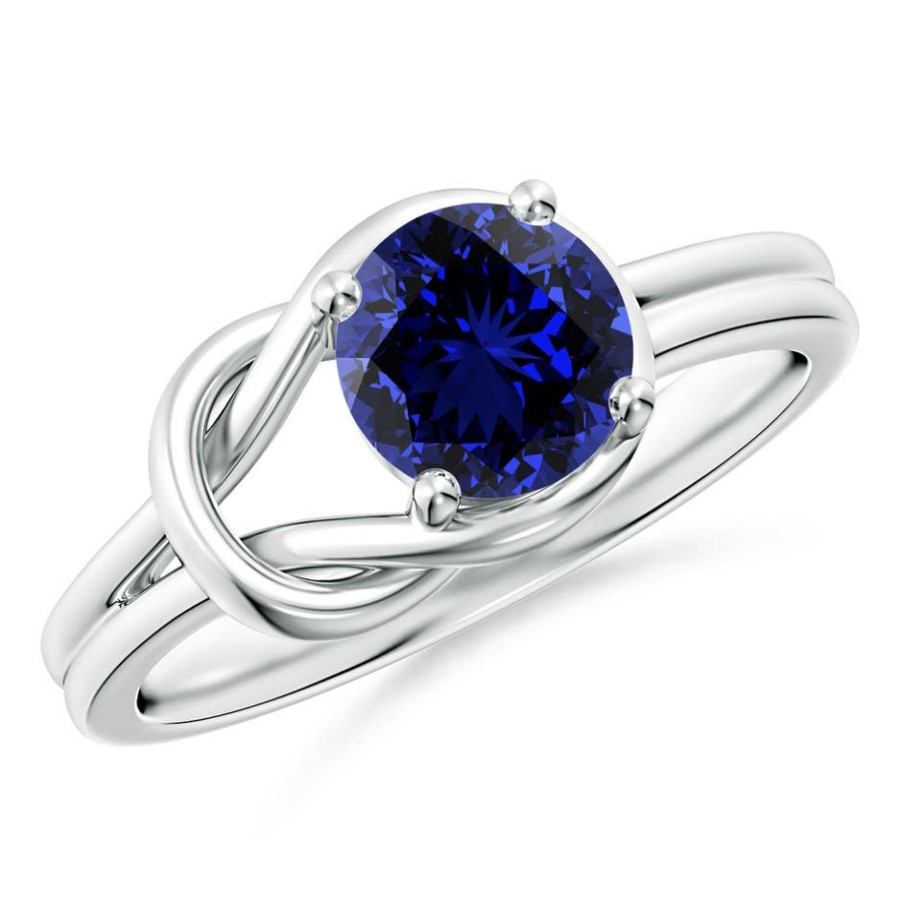 Rings Angara Blue Sapphire | Lab-Grown Solitaire Blue Sapphire Infinity Knot Ring