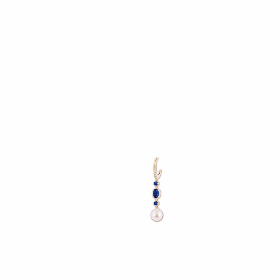 Earrings Angara Akoya Pearl | Japanese Akoya Pearl Earrings With Sapphires