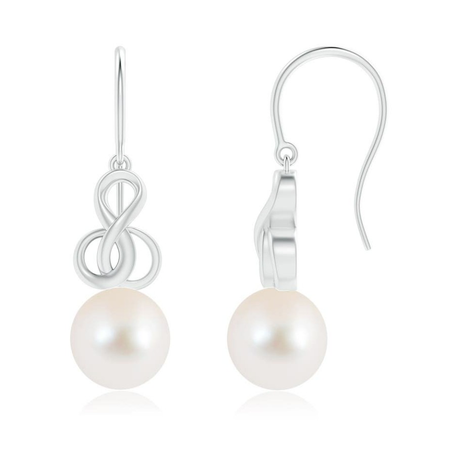 Earrings Angara Freshwater Pearl | Freshwater Pearl Intertwined Infinity Earrings