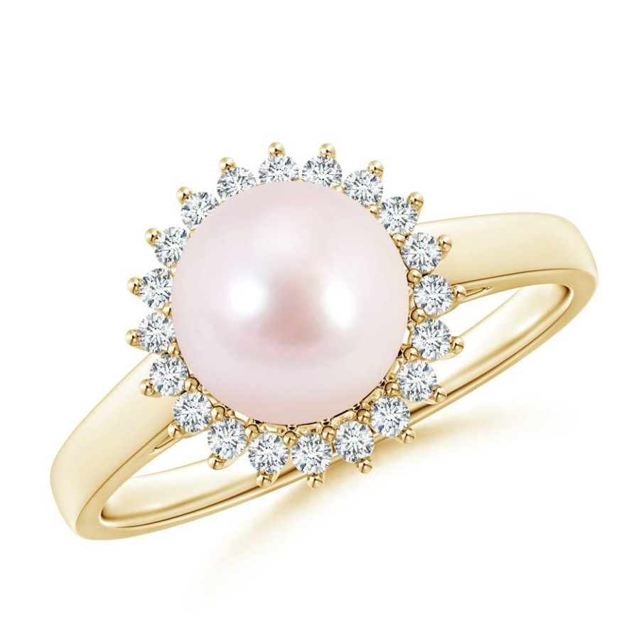 Rings Angara Akoya Pearl | Japanese Akoya Pearl Ring With Floral Halo