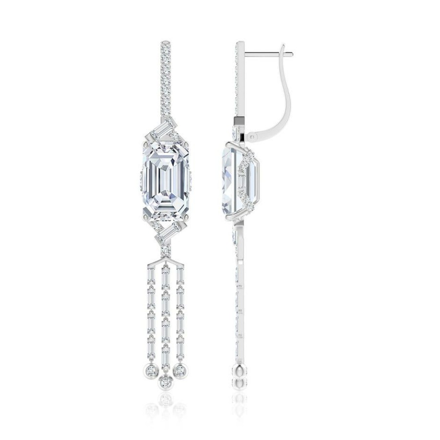 Earrings Angara Diamond | Natori X Angara Orient Express Lab-Grown Emerald-Cut & Baguette Diamond Tassel Drop Earrings