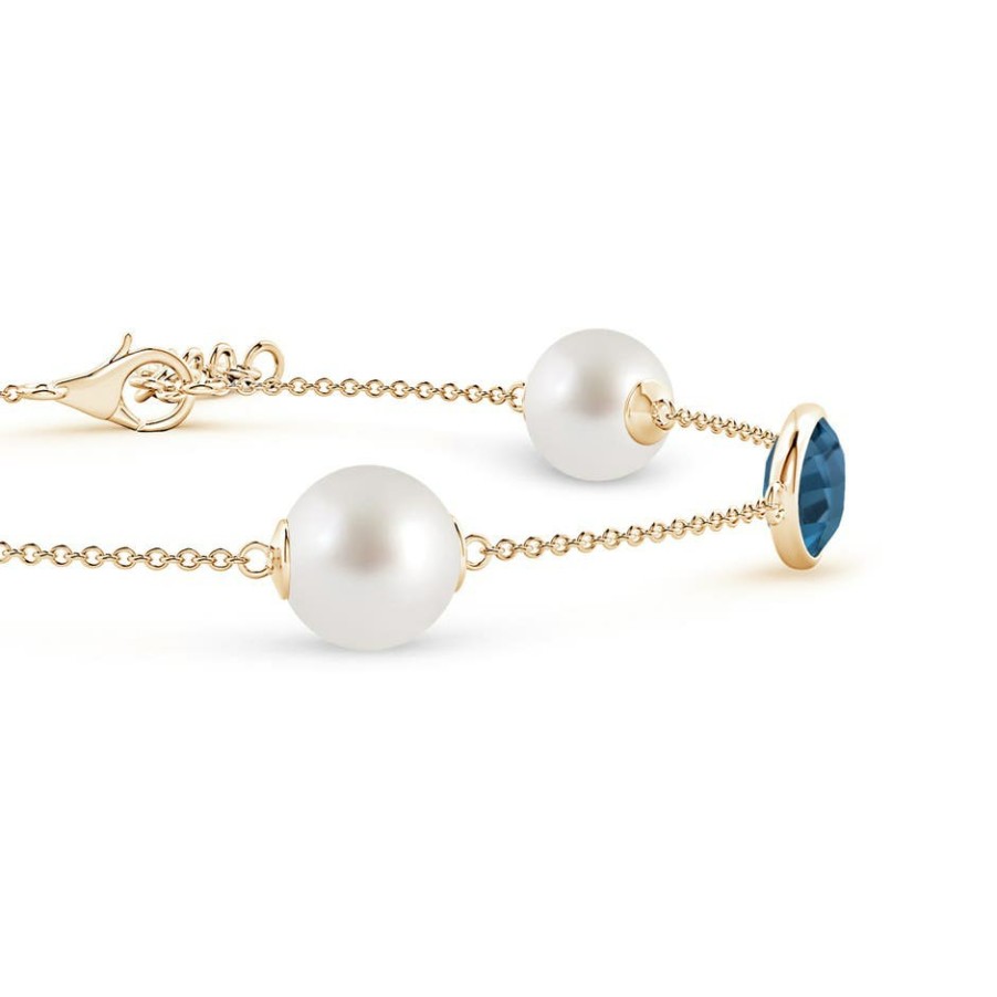 Bracelets Angara South Sea Pearl | South Sea Pearl & Oval London Blue Topaz Bracelet