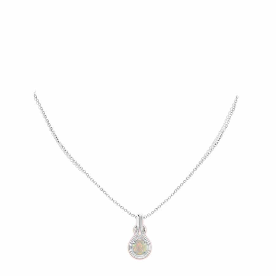 Necklaces Angara Opal | Round Opal Solitaire Infinity Knot Pendant