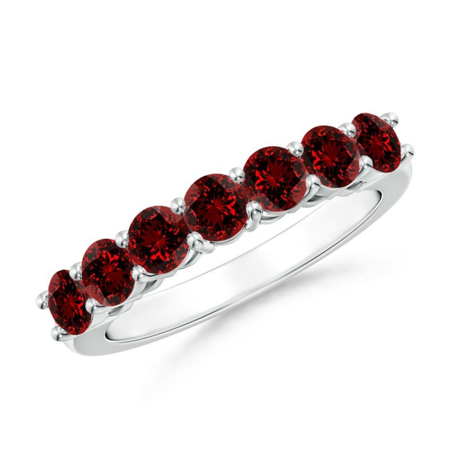 Rings Angara Ruby | Lab-Grown Half Eternity Seven Stone Ruby Wedding Band