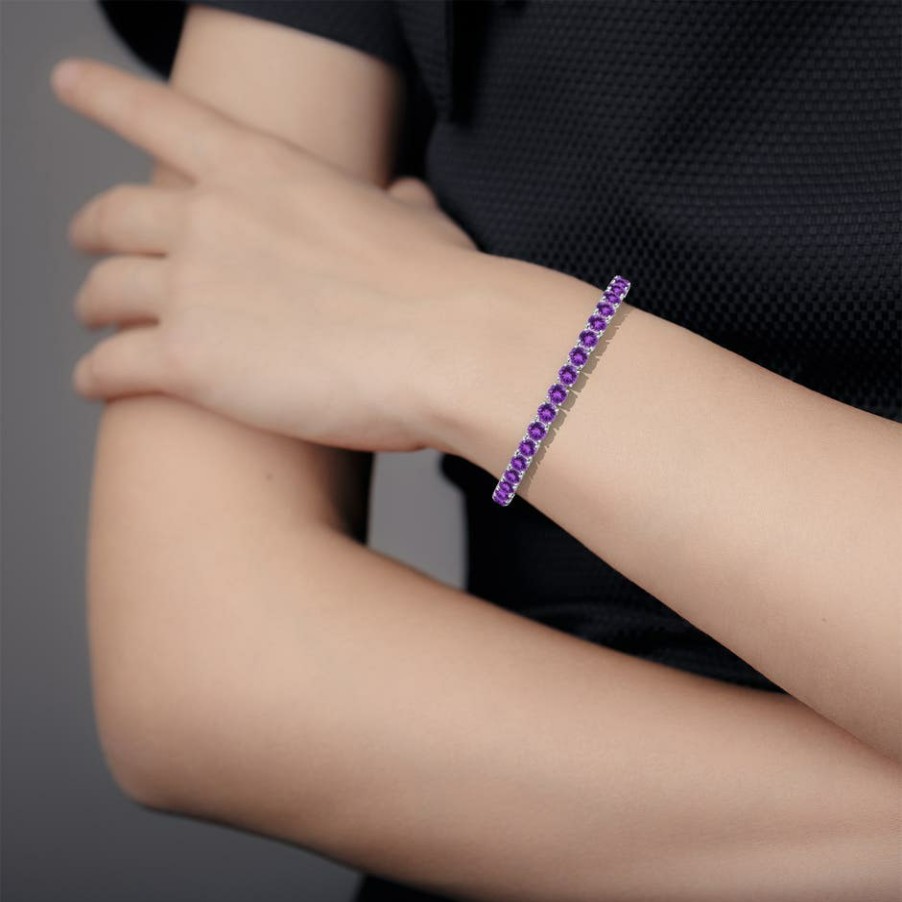 Bracelets Angara Amethyst | Classic Amethyst Linear Tennis Bracelet