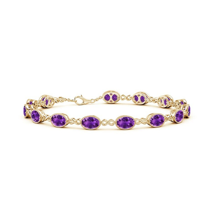 Bracelets Angara Amethyst | Oval Amethyst Infinity Link Bracelet With Milgrain