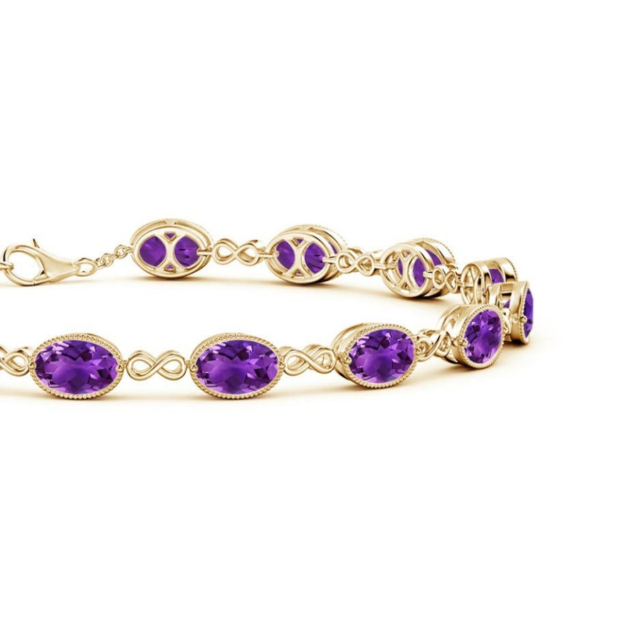 Bracelets Angara Amethyst | Oval Amethyst Infinity Link Bracelet With Milgrain