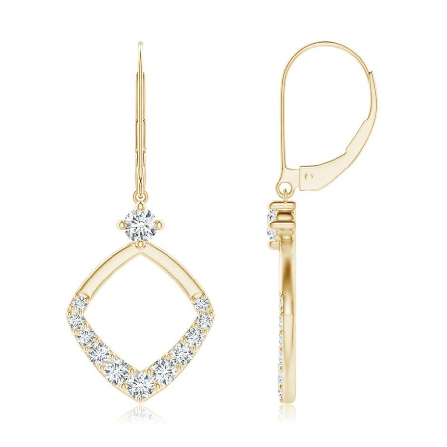 Earrings Angara Diamond | Prong-Set Diamond Rhombus Drop Earrings