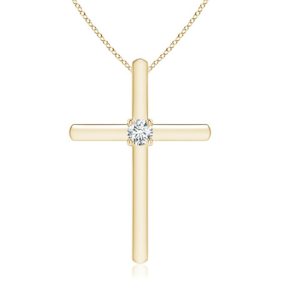 Necklaces Angara Diamond | Diamond Solitaire Cross Pendant