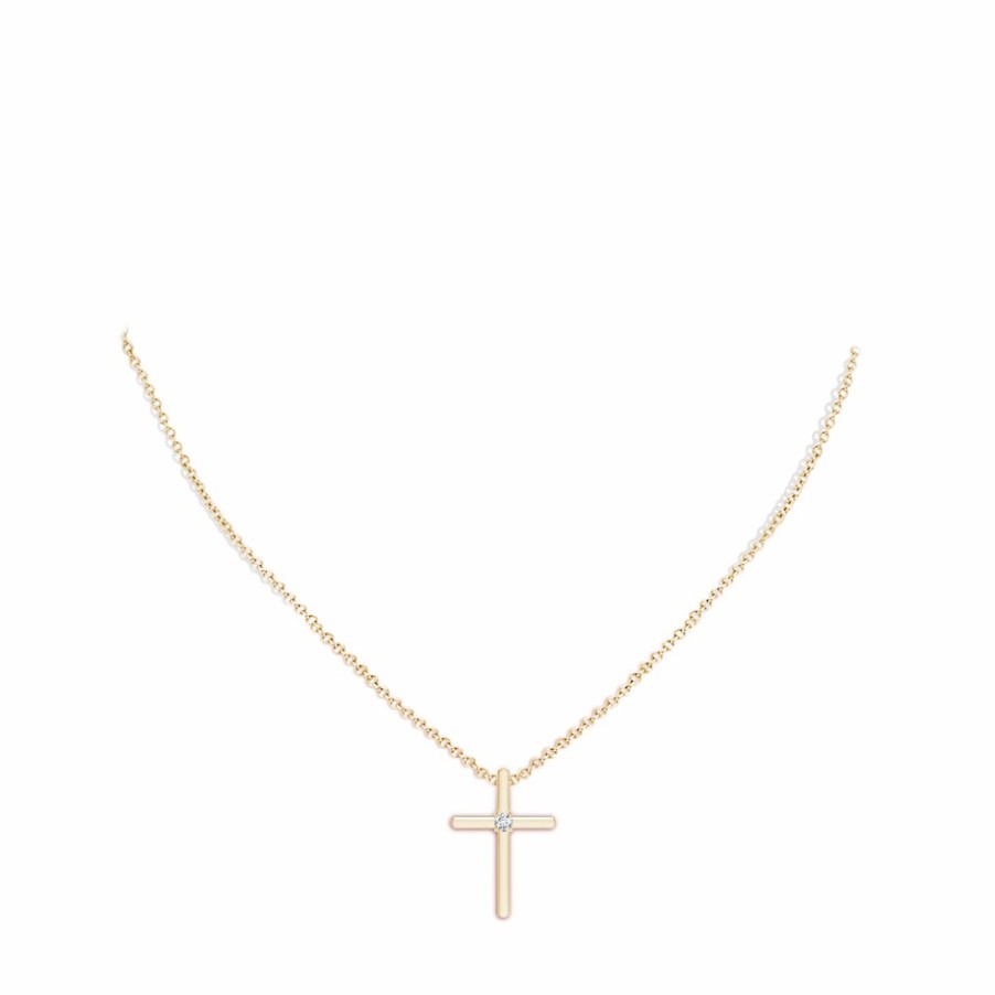 Necklaces Angara Diamond | Diamond Solitaire Cross Pendant