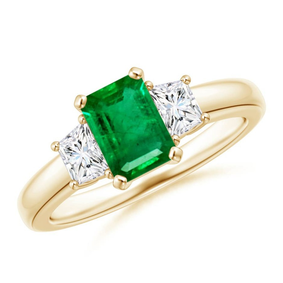 Rings Angara Emerald | Emerald And Diamond Three Stone Ring