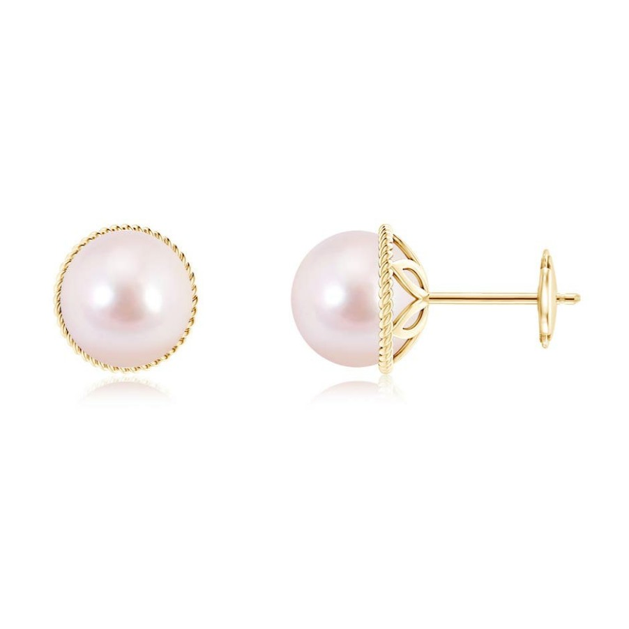 Earrings Angara Akoya Pearl | Japanese Akoya Pearl Earrings With Twisted Rope Frame