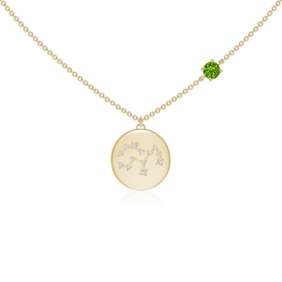 Necklaces Angara Peridot | Peridot Virgo Constellation Medallion Pendant