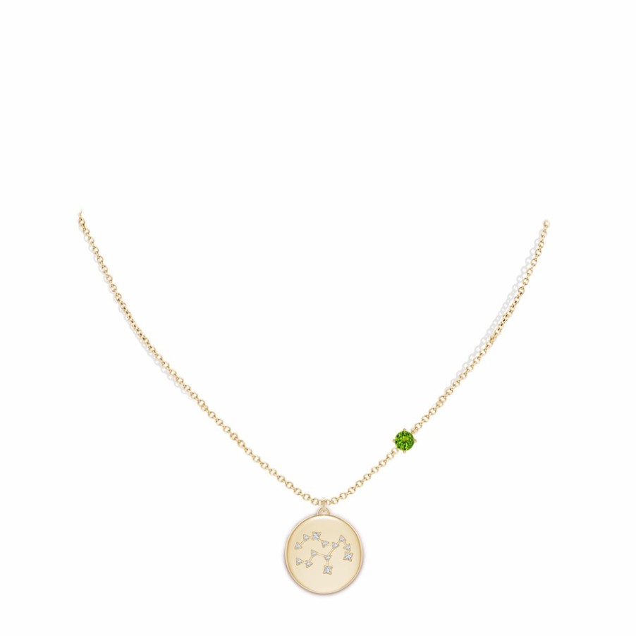 Necklaces Angara Peridot | Peridot Virgo Constellation Medallion Pendant