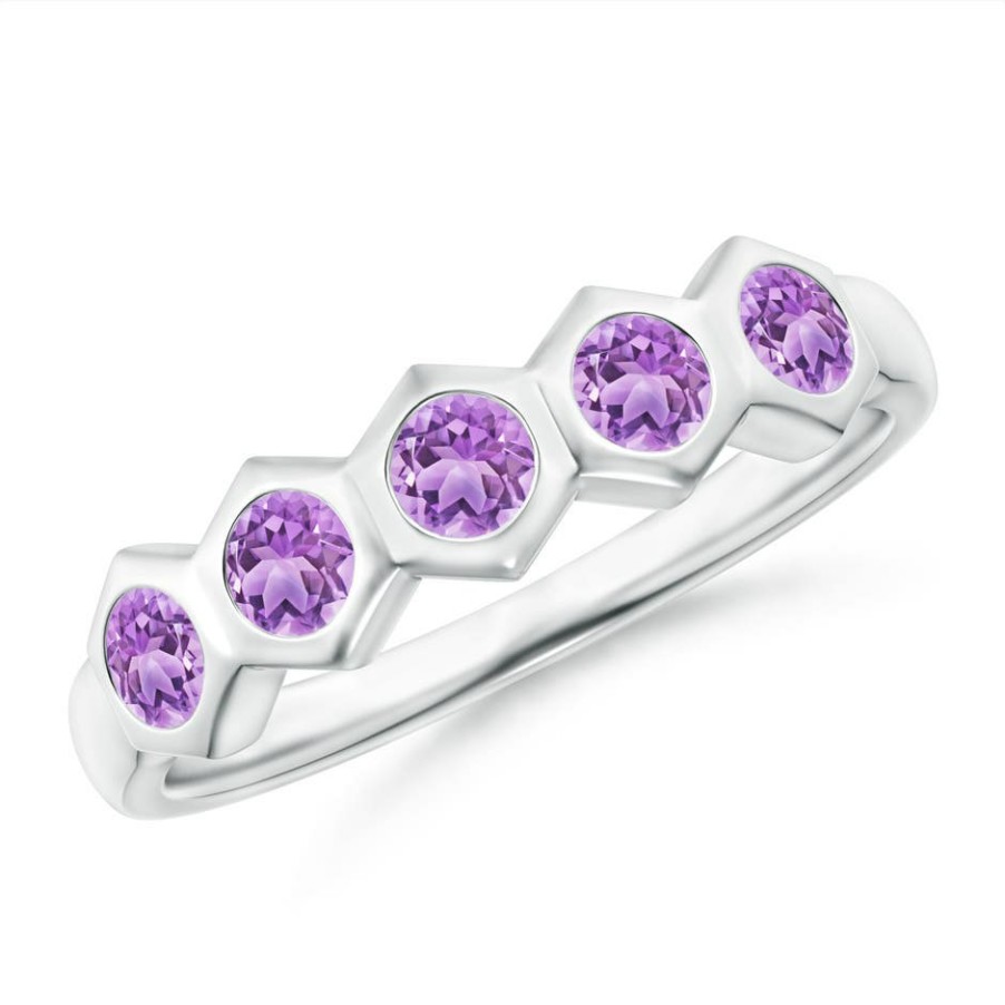 Rings Angara Amethyst | Natori X Angara Hexagonal Bezel-Set Amethyst Band