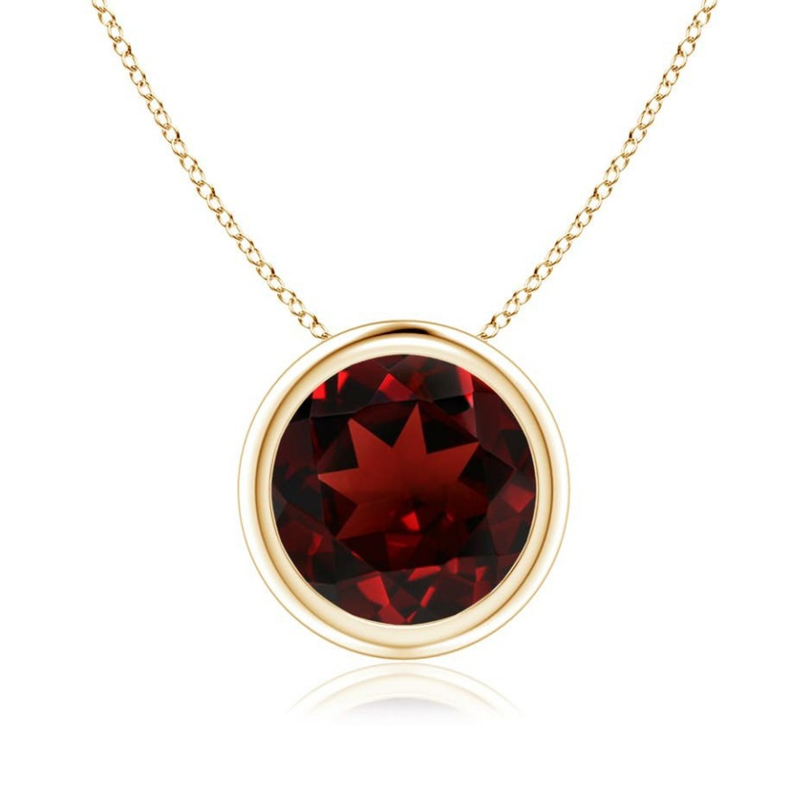 Necklaces Angara Garnet | Bezel-Set Round Garnet Solitaire Pendant