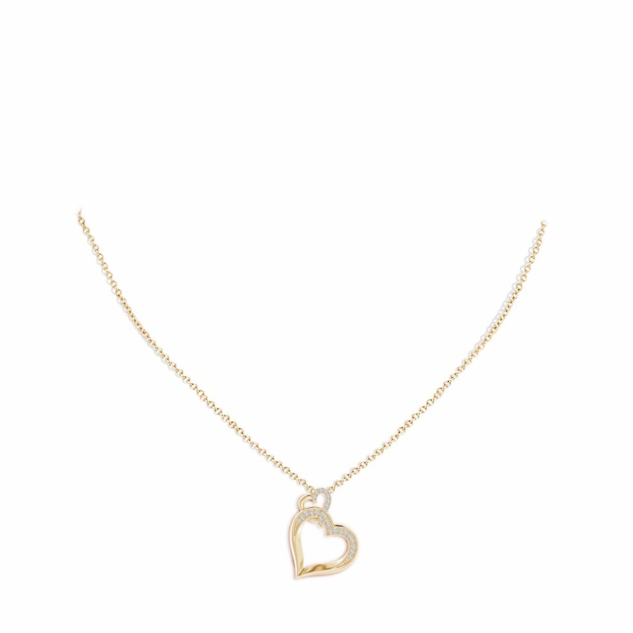 Necklaces Angara Diamond | Interlinked Diamond Tilted Heart Pendant