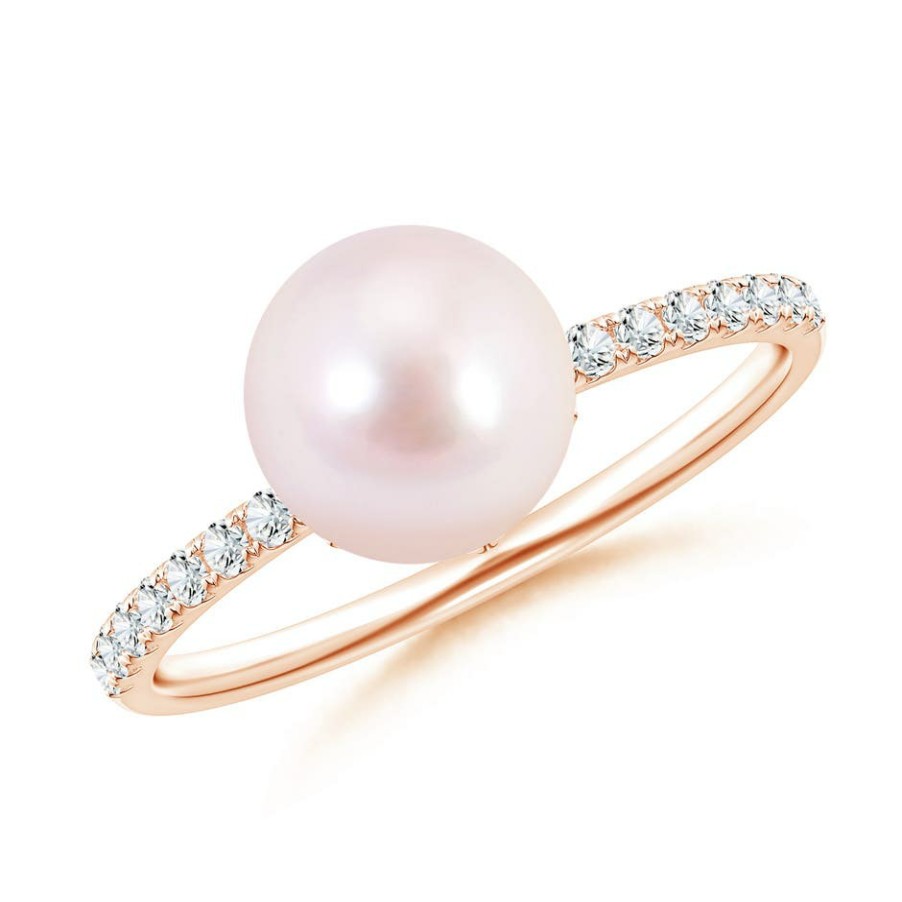 Rings Angara Akoya Pearl | Classic Japanese Akoya Pearl & Diamond Solitaire Ring