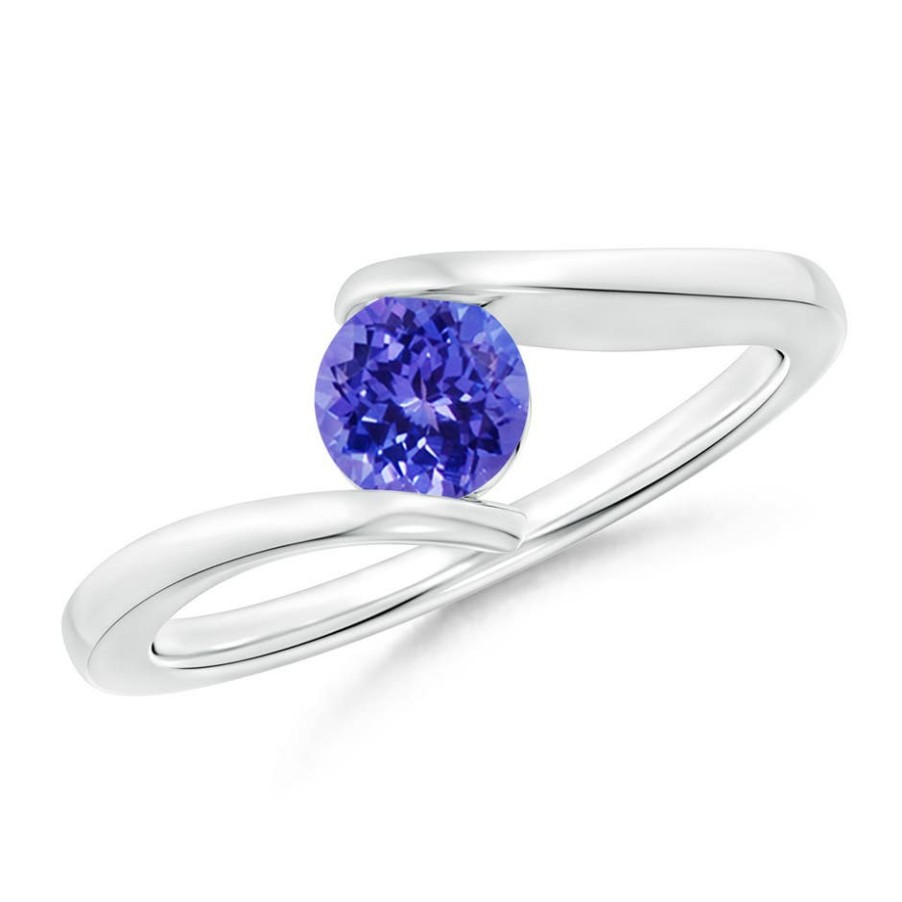 Rings Angara Tanzanite | Bar-Set Solitaire Round Tanzanite Bypass Ring