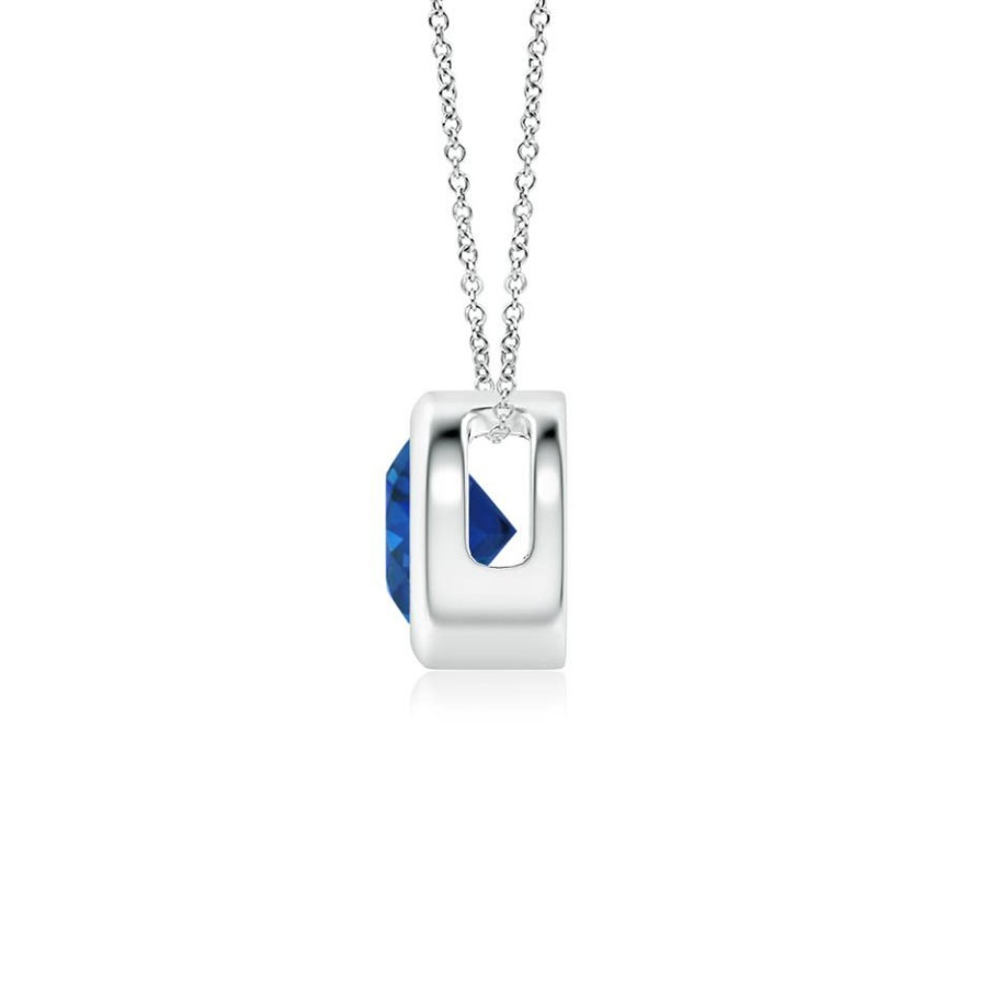 Necklaces Angara Blue Sapphire | Bezel-Set Round Blue Sapphire Solitaire Pendant